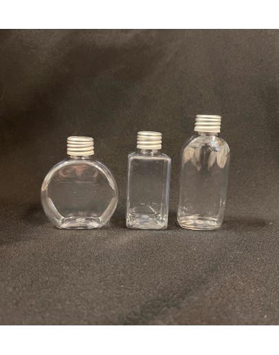 Fles drie transparante PET flessen Din 20/410 a 50 ml met dop