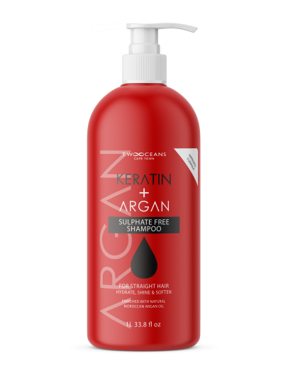 Sulfaatvrije shampoo met keratine en arganolie Keratin & Argan 1L Sulfate Free Shampoo Two Oceans